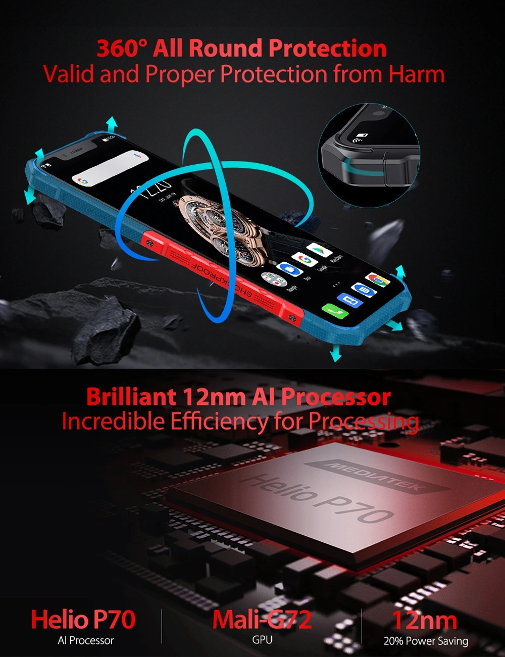 Ulefone Armor 6S Водонепроницаемый IP68 NFC прочный мобильный телефон Helio P70 Otca-core Android 9,0 6 ГБ+ 128 Гб Смартфон глобальная версия