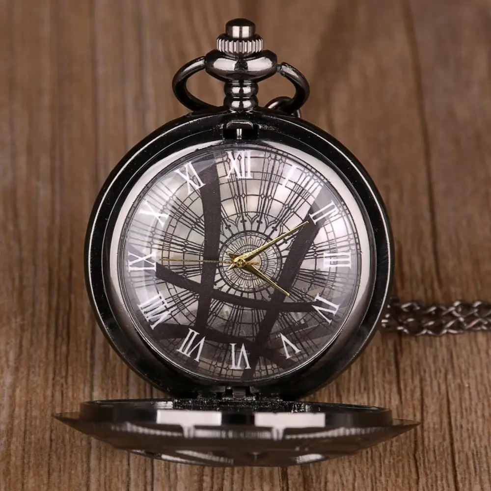 10pcs New Classic Movie Theme Eye Shape Hunter Quartz Pocket Watch Dragon Eyes Wolf Necklace Chain Pendant Gifts for Unisex