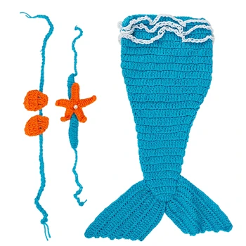 

Baby Crochet Knitted Photo Photography Prop Mermaid Tail Romper Outfit