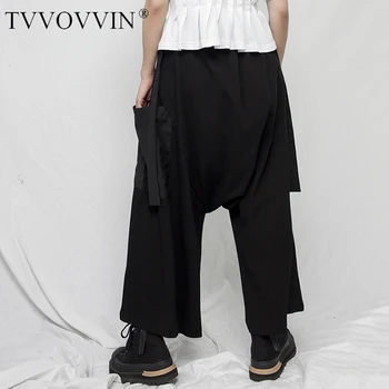 

loose High Elastic Waist Black Pocket Split Long Wide Leg Trousers Loose Fit Pants Women Fashion Spring Autumn 2020 CYMA