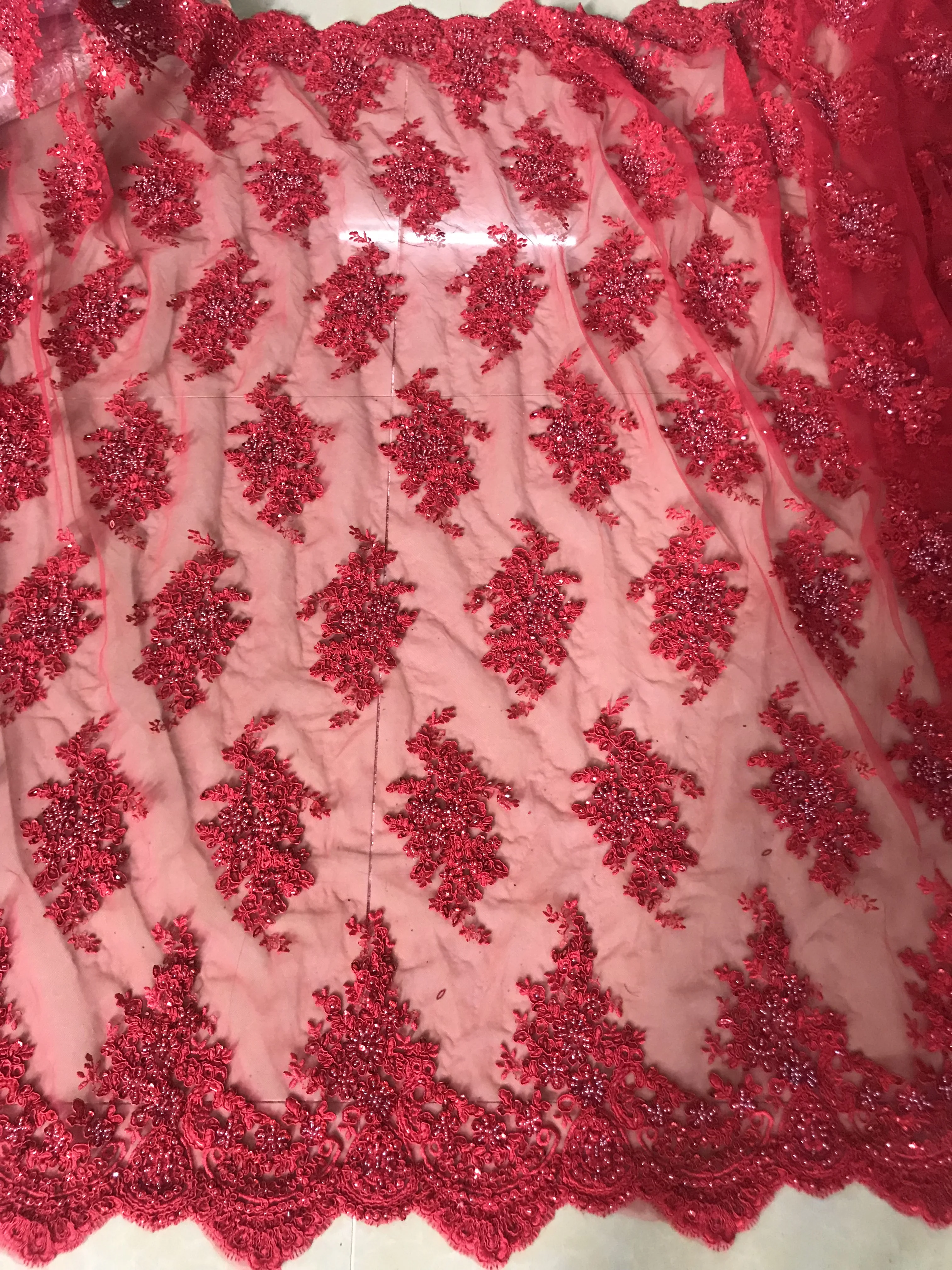 Новая вышитая бисером кружевная сетчатая детская розовая африканская сетчатая ткань для вечернего платья/вечернего платья для свадебного платья