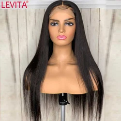 LEVITA Brazilian Bone Straight Human Hair Wig Lace Frontal Closure Wig Pre Plucked Glueless 30 Inch Lace Front Wigs For Women