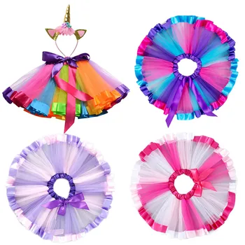 Summer Tutu Skirt Baby Girl Skirts Princess Mini Pettiskirt Dance Rainbow Unicorn Party Skirts Girls Clothes Children Clothing tanie i dobre opinie WFRV Na co dzień CN (pochodzenie) Pasuje prawda na wymiar weź swój normalny rozmiar COTTON Poliester Wiskoza Stałe