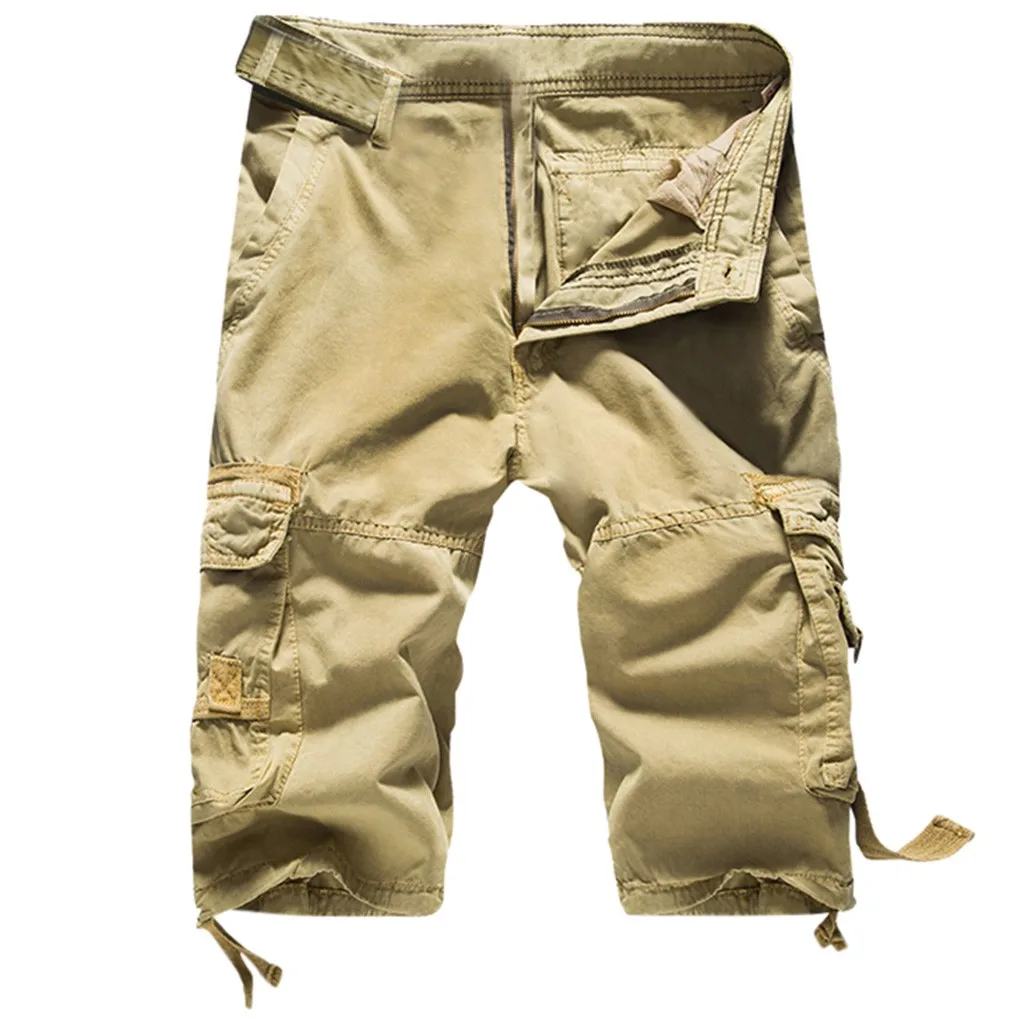 Повседневные мужские шорты с карманами Мужские штаны однотонные короткие свободные рабочие штаны уличная одежда на молнии для отдыха Masculino Ropa