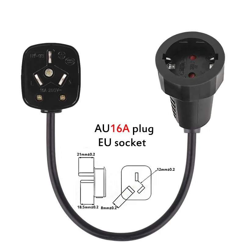 AU 16A Plug Удлинитель питания, кабель, Италия, ЕС, Австралия, Великобритания, в ЕС, адаптер, шнур питания, штепсельная вилка, розетка, кабель питания, конвертация - Цвет: AU 16A Plug