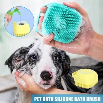 

Dog Groom Brush Pet Bath Comb Brush Massage Silicone Comb with Durable Handle for Pet Cat and Dogs Clean Tools