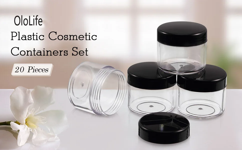 20Pcs 20ml Acrylic Round Clear Jars with Lids for Lip Balms Creams  DIY Make Up Cosmetics Samples lip gloss Containers Set