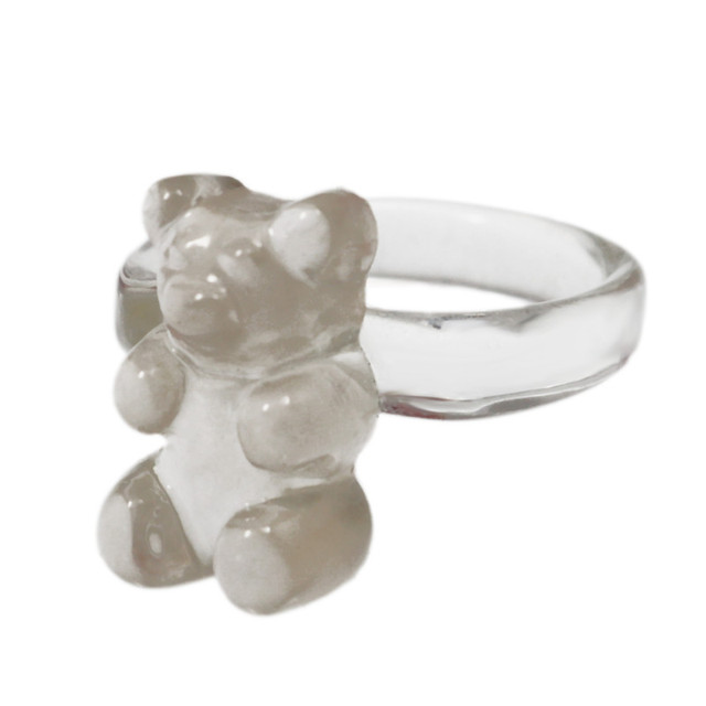 Transparent Bear Rings for Women Trendy Colorful Resin Finger Rings Wholesale Jewelry Girls Party Gifts