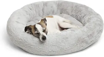 

Short Plush Round Cat and Dog Bed Relief Self-Warming and Cozy for Improved Sleep -Prime Machine Washable Water-Resistant Bottom
