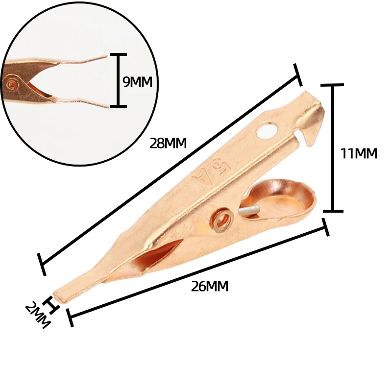5A 28MM Alligator Clip Flat No Tooth Pure Copper Test Alligator Clip Flat Probe Conductive