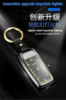 

Car keychain pendant multifunctional watch cigarette lighter with light USB charging lighter lighter