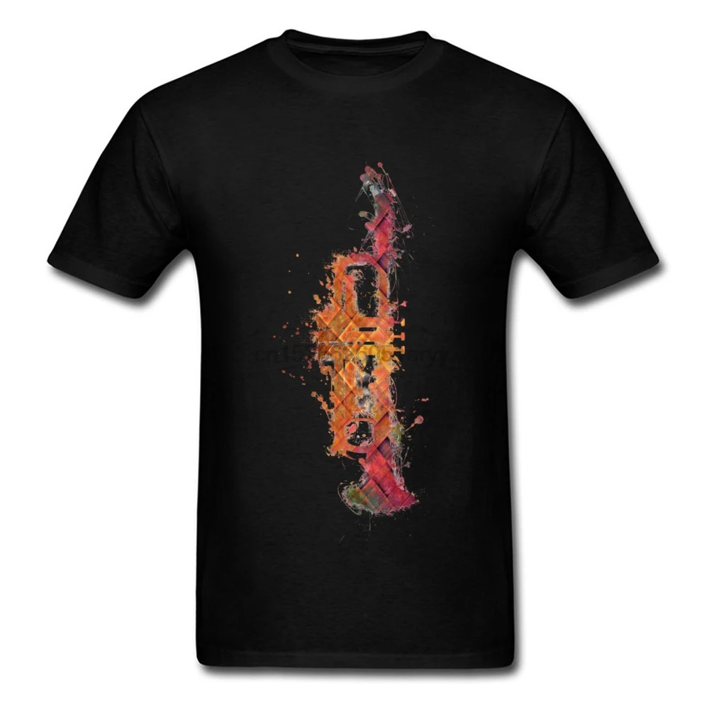 Watercolor Trumpet Music Painting T-Shirts 100% Cotton Tops Shirt Man Autumn Customized T-Shirt Hop Hip Popular Tshirt Tees |