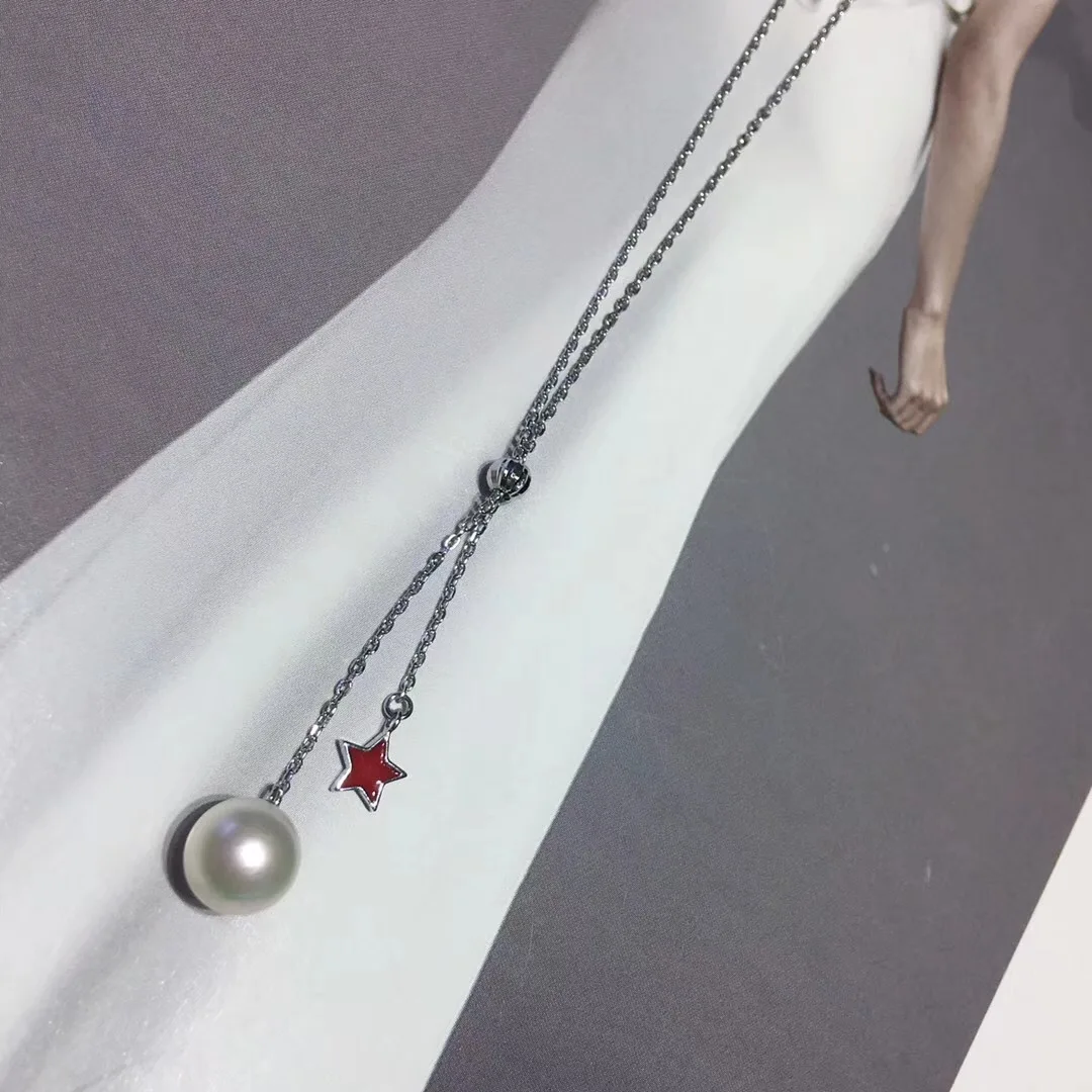

Bao she Jcyxs3z4a Star 925 Silver Y Word Necklace 9-10 round Glare Natural Pearl Crestor Perfect Circle Beads