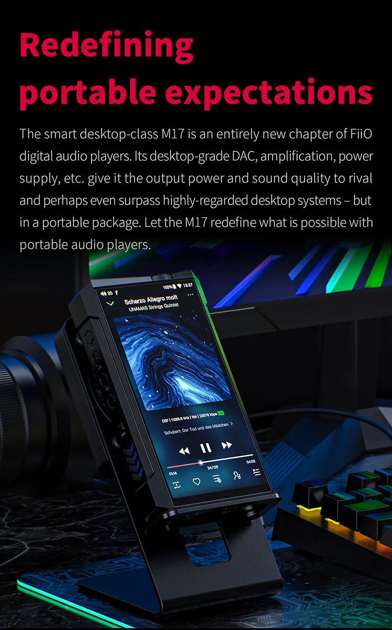 FiiO M17 Desktop-Class with Dual ES9038PRO/Android 10 5.99inch/THXAAA-78+ Music Player samsung mp3 player