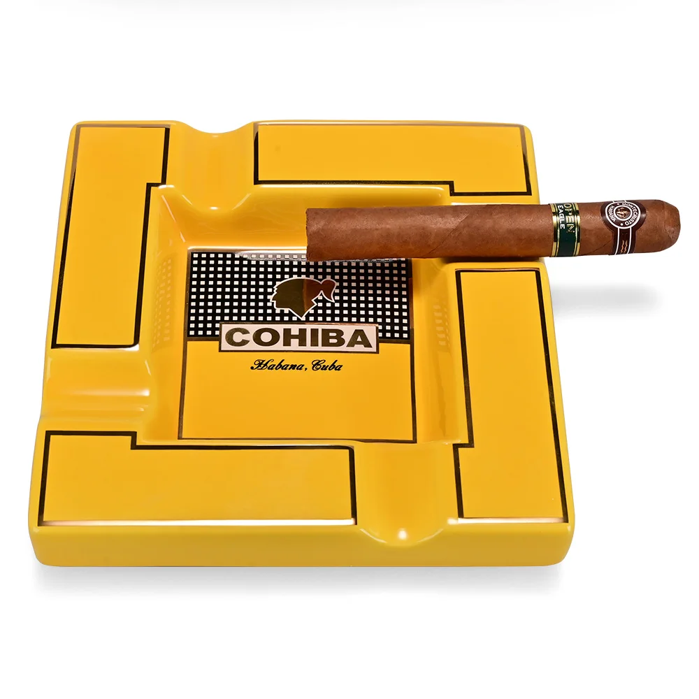 COHIBA Ceramic Cigar Ashtray Square Cigarette Ashtrays 4 Holder 1 Ash Slot Table Tray Large For Home With Box | Дом и сад