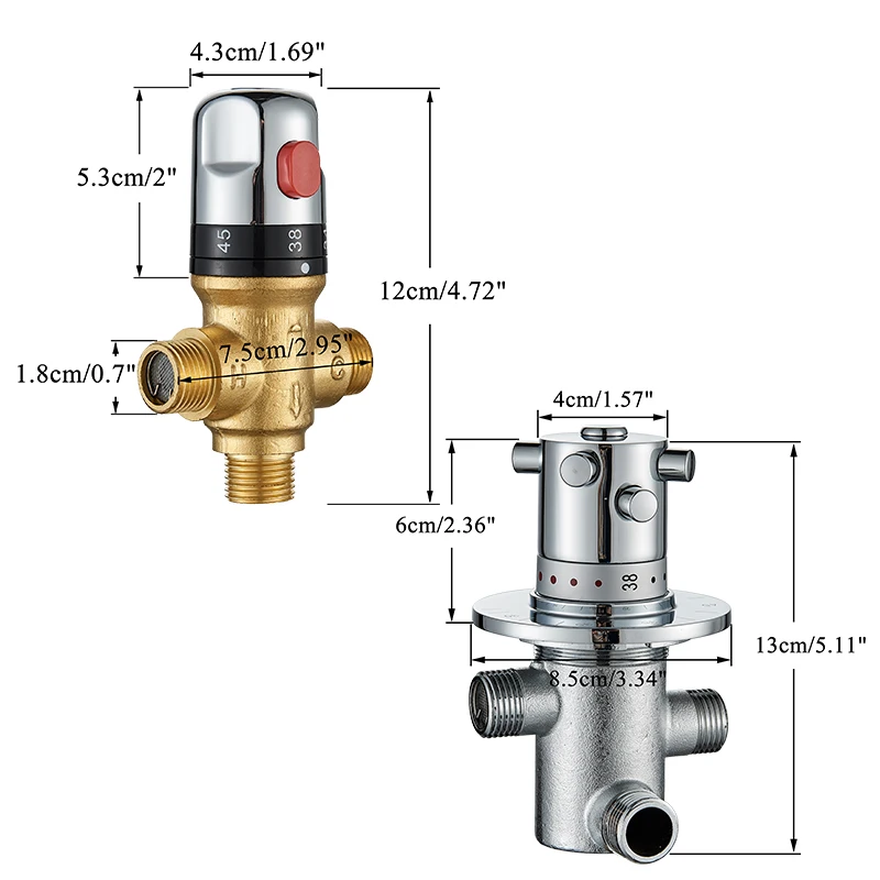 Brass Thermostatic Mixer Shower System Water Temperature Control Faucet Control Valve Bathroom Faucet Valve G1/2 faucet valve thermostatic mixing valve