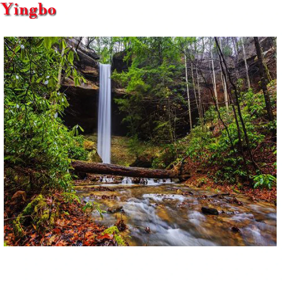 natural Diamond Embroidery Landscape WaterfallDiamond Painting Full Square Mosaic diamond Picture Of Rhinestone Home Decor Gift | Дом и сад