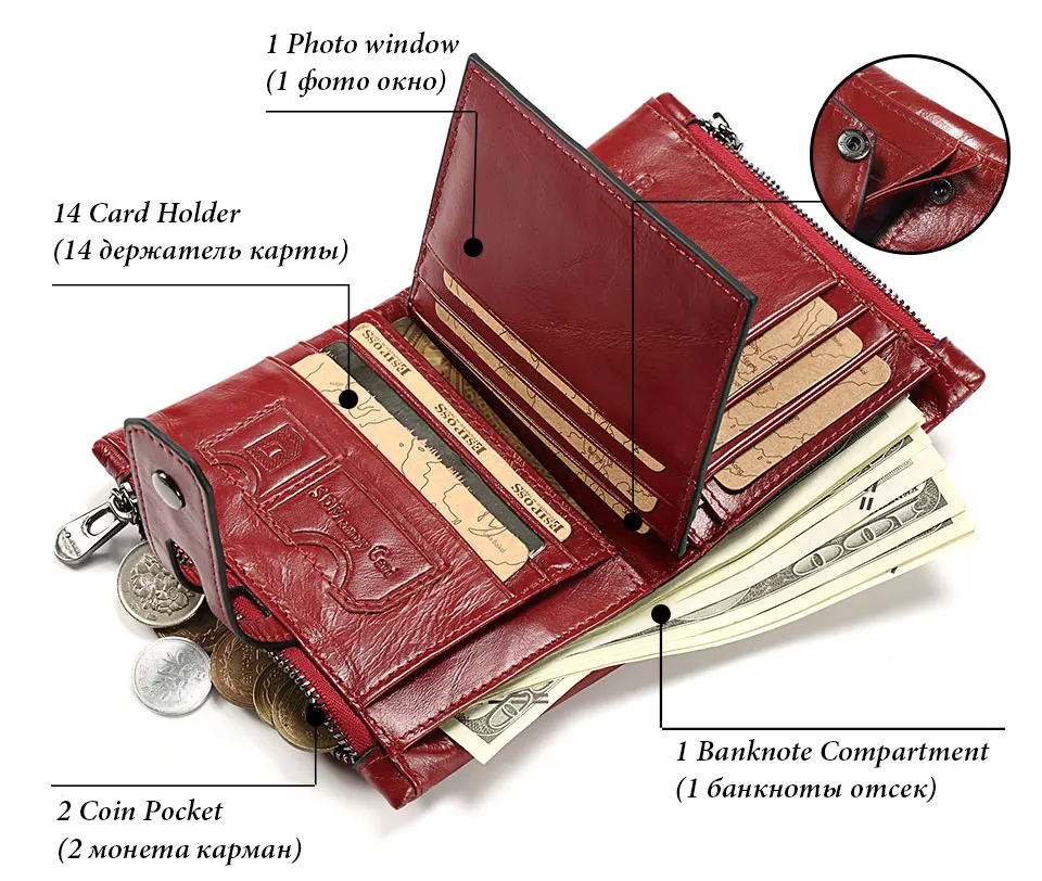 Кошелек из натуральной кожи с бесплатной гравировкой имени Модный маленький