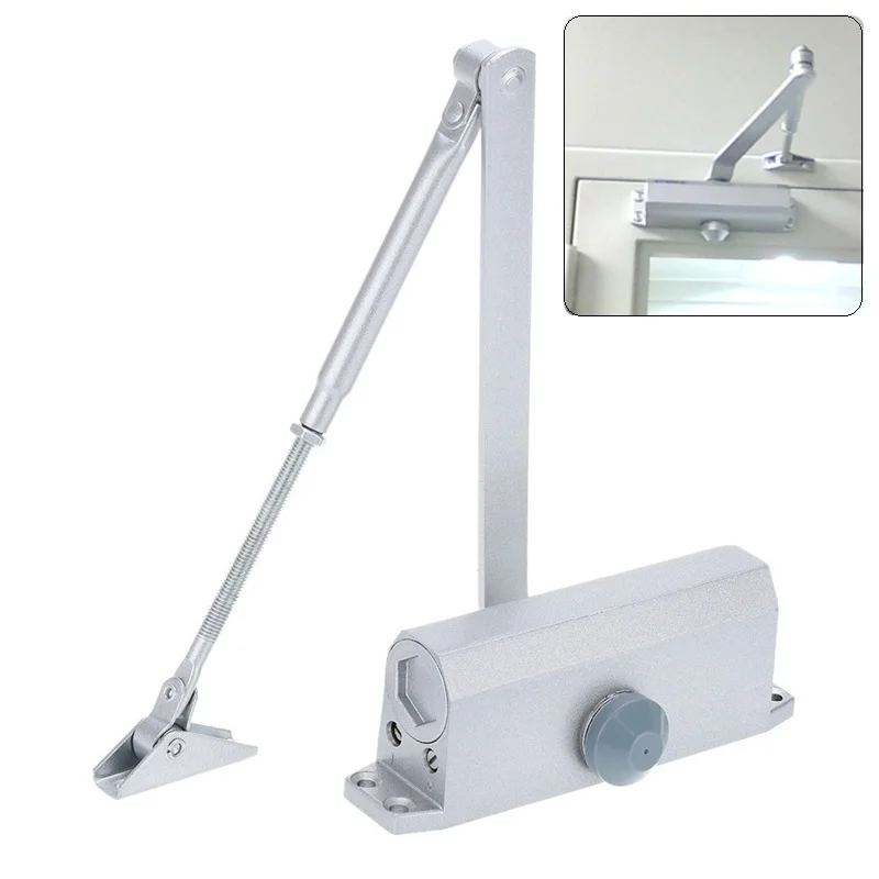 

Automatic Door Closers Security System Adjustable Closing/Latching Speed Aluminium for Left and Right Hand Doors 25-45Kg 900mm
