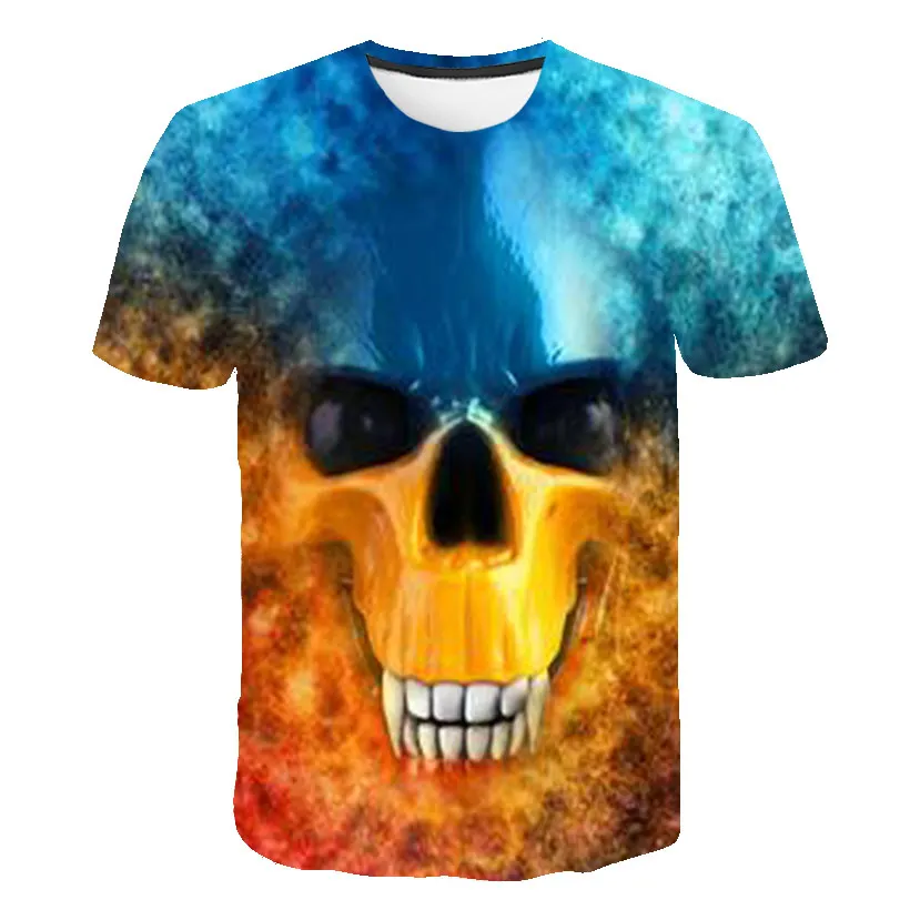 New Skull T Shirt Men Women 3D Print Fire Skull T-shirt Short Sleeve Hip-Hop Tees Summer Tops Cool t shirt Halloween Shirt - Цвет: 5060