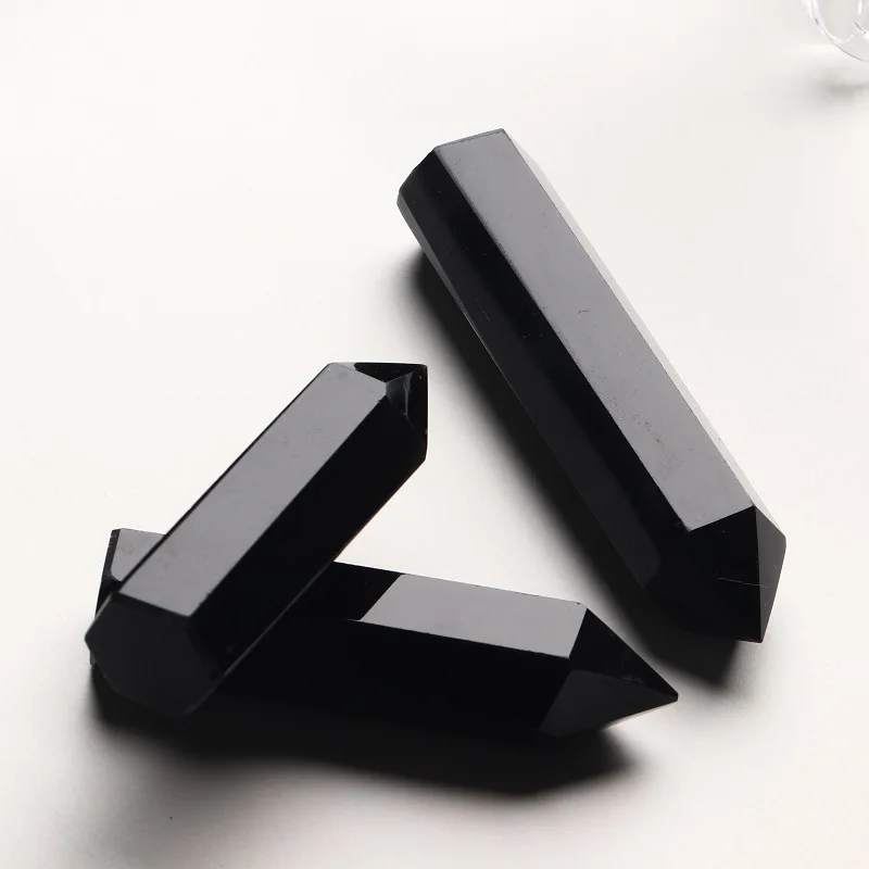 1 шт. натуральный кристалл обсидиан шестиугольная удочка кристаллическое