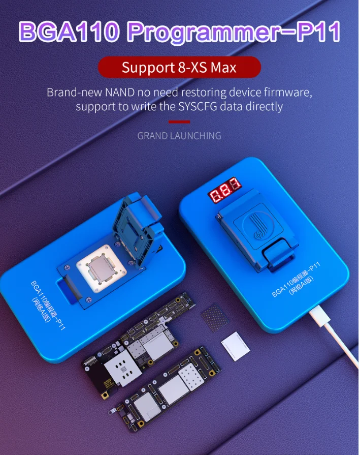 Продукт JC P11 BGA110 программист для iPhone 8 8P X XR XS XSMAX NAND Flash для Apple NAND SYSCFG модификация данных и запись