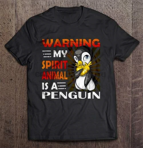 Men T Shirt Warning My Spirit Animal Is A Penguin Women t-shirt | Мужская одежда