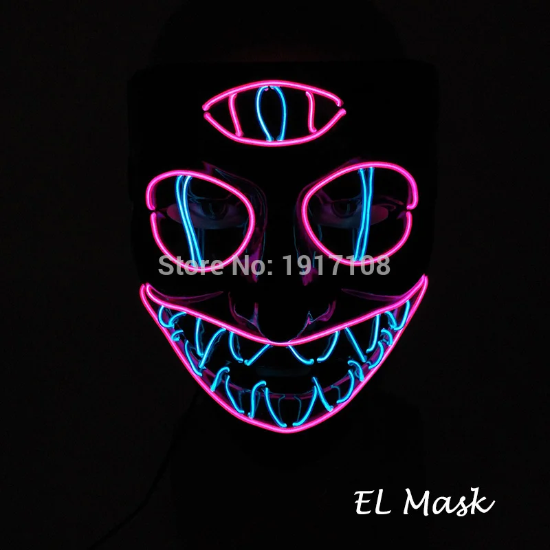 mask 20 Горячая мода EL Wire светящаяся ужасная Маска Новинка светодиодный сверкающая маска светящиеся Вечерние Маски для Хэллоуина страшные вечерние украшение для костюмированного представления - Цвет: mask 20
