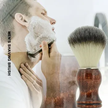 

Men's Foam Scraping Wooden Handle Nylon Handle Silver Head Silver Ring Beard Brush Shaving Brush