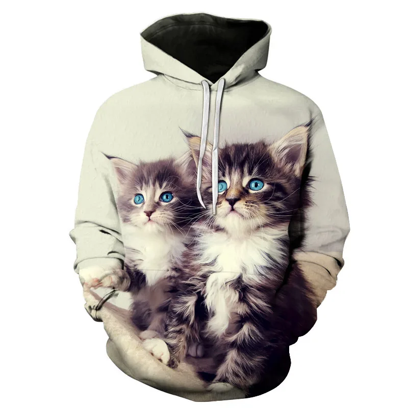autumn new men women hoodies cute pet cat 3D digital print pullovers mens casual street long sleeves sweatshirts Asian size