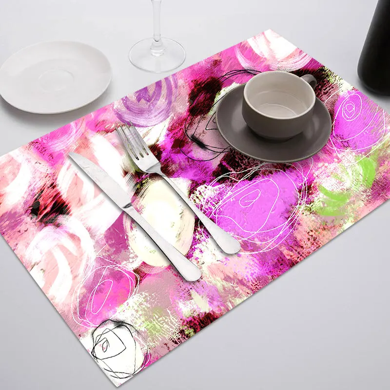 Fuwatacchi Coffee Place Mat Linen Ramadan Dining Table Placemat Tableware Fiber Pad Coaster Eid Party Supplies Table Placemats - Цвет: PC1988