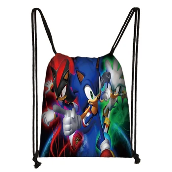 

Mario Bros Drawstring Bags Backpack Cartoon Sonic Backpacks For Teenagers Shoulder Bag Travel Storage Pouch Polyester Bag