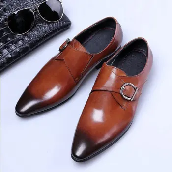 

Classic Formal Shoes Casual Dress Shoes Men's Double Monk Strap buckle Leather Oxford pointed Toe oxford shoes big size