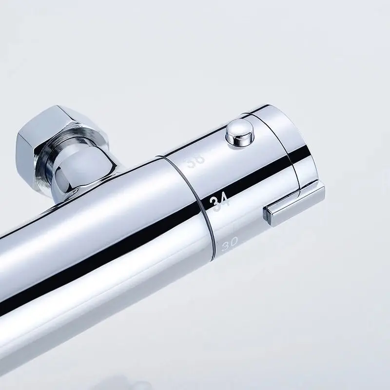 Термостатический душевой набор для ванной комнаты хромированный латунный Смеситель для горячей и холодной воды смеситель для ванны Поворотная Серебряная Душевая система с биде роскошный комплект