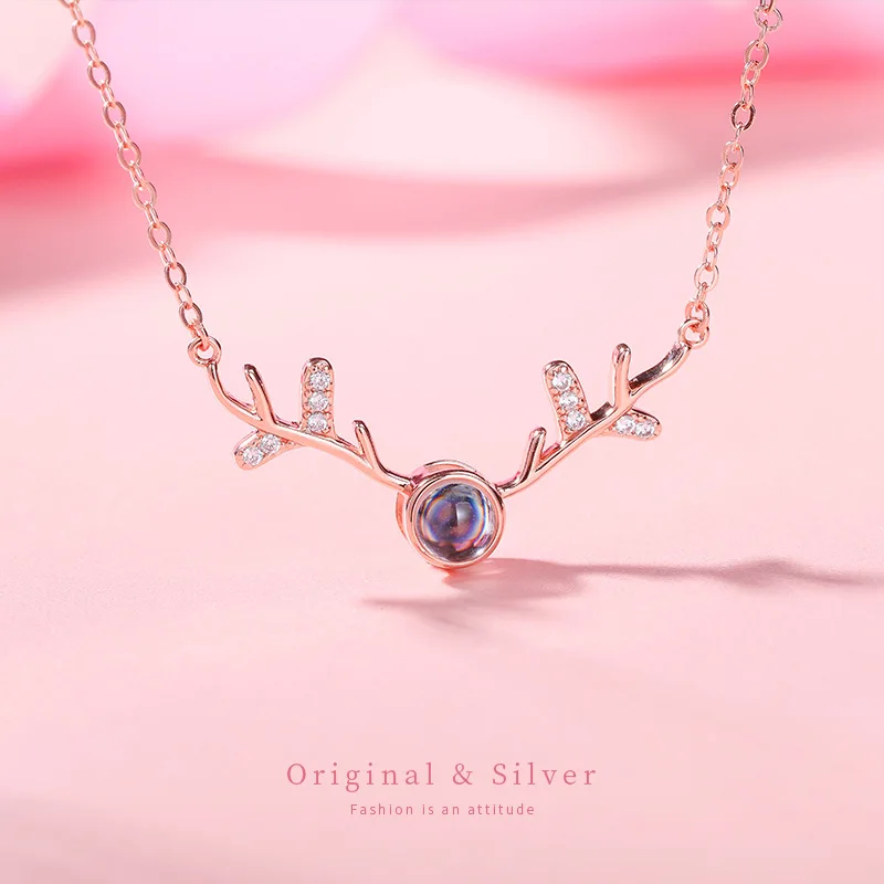 

Necklace Women's S925 Fine Silver All the Way to Have You Choker Online Celebrity Antlers Douyin New Year Valentine's Day Gift f