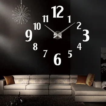 

Stylish Simple Acrylic Mirror Clock Living Room DIY Large Wall Clock Wall Stickers 3D Clock Creative Wall Clock Home Decorations