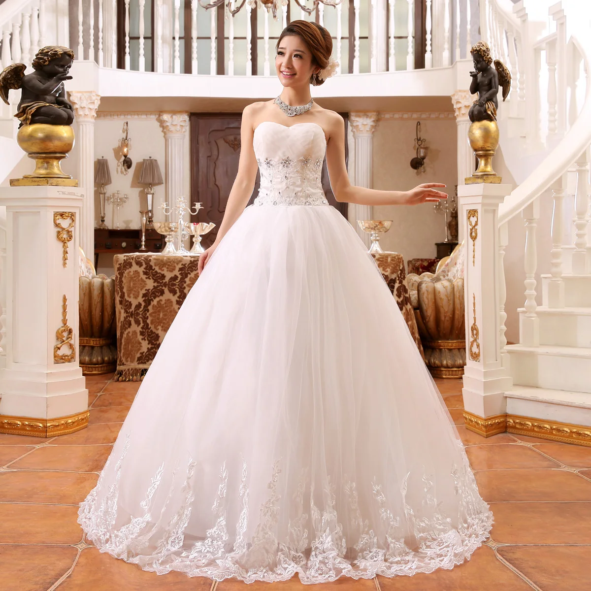 Пикантное свадебное платье невесты без бретелек большой размер, сатиновый свадебное платье es вышивка большого размера платье