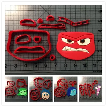 

Inside Out Character Cookie Cutter Set Joy Sadness Anger Fear Disgust Design 3D Printed Fondant Cupcake Top Cake Decorating Tool
