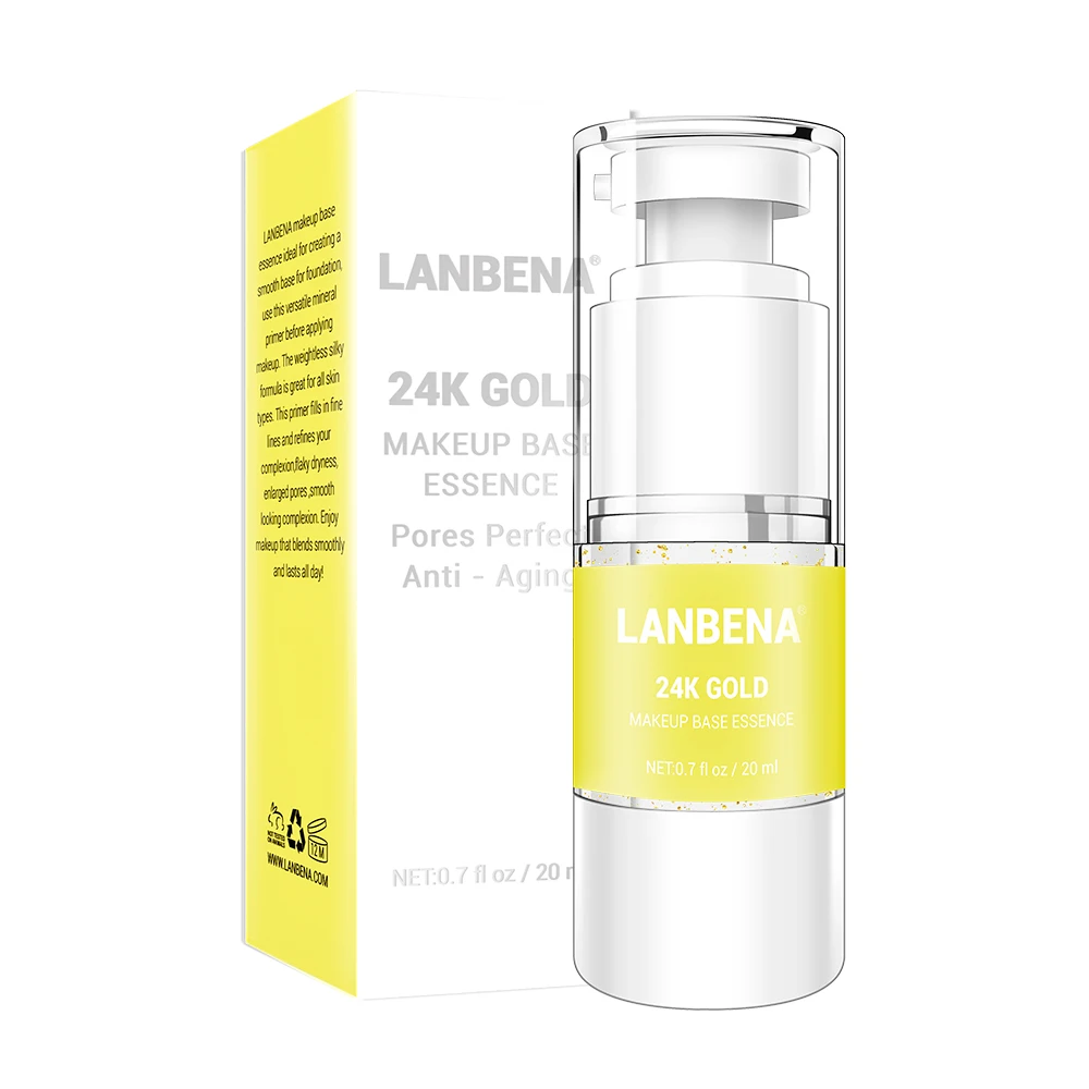 LANBENA, 24 K, золотой праймер для макияжа лица, против старения, сужает поры, основа для макияжа лица, эссенция, заполняет тонкие линии, гладкая, осветляет кожу