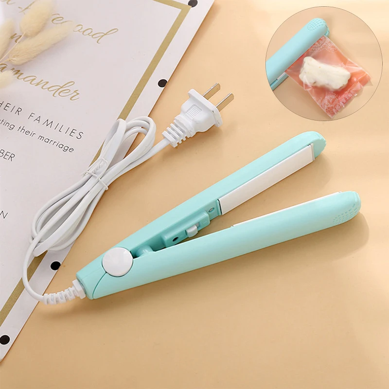 Sellador de impulso de plástico creativo, Mini máquina de sellado térmico eléctrico, sellador al vacío de alimentos, bolsas portátiles, Clips de mano