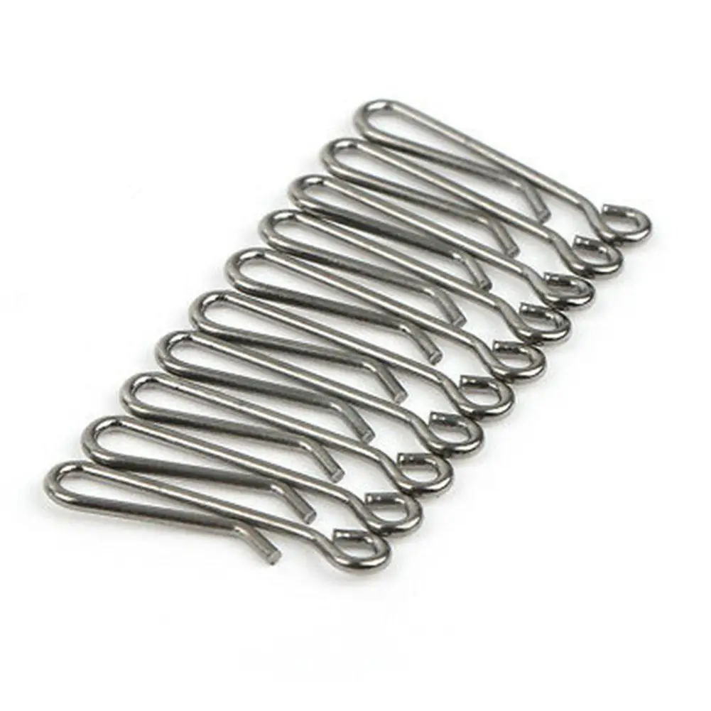 

100PCS Stainless Steel Fishhooks Connector Fast Clip Lock Snap Rings Safety Snaps Fishing Hook Tool Snap On For Ocean Fishing