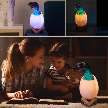 

3D Dinosaur Smart Lamp Touch Sensor Night Light T Rex LED Lamp Toys 16Color Stand Bracket Remote Control USB Charging Cable