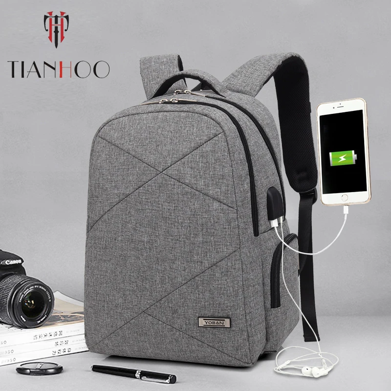 

TIANHOO High quality Smart USB Charging Backpacks Casual Business Men's Bag Waterproof Notebook Backpack