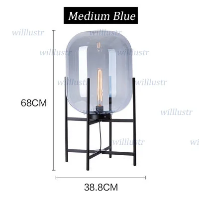 Medium Blue Стеклянная настольная лампа нордическая железная стойка вертикальная лампа отель, магазин Гостиная диван угловая настольная прикроватная Роскошная декоративная подсветка - Цвет абажура: Medium Blue