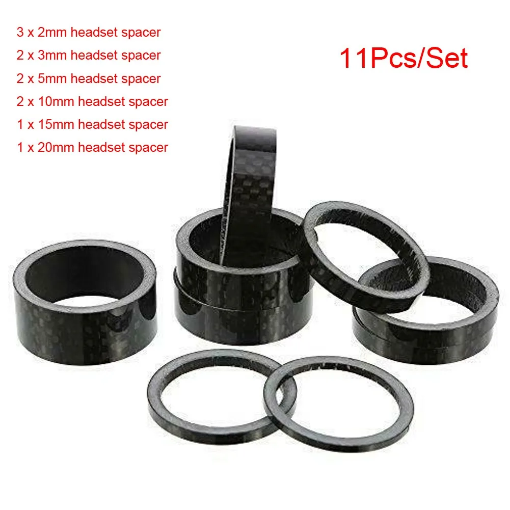 11PCS Bicycle Headset Spacer Carbon Fiber Headset Washer Stem Front Fork Spacers 11PCS Bicycle Headset Spacer Carbon Fiber Headset Washer Stem Front Fork Spacers