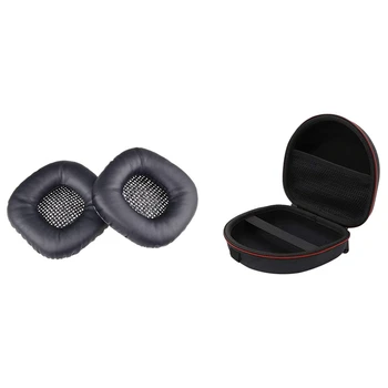

1Pair Ear Pads Earpuds Ear Cushions Cover for Marshall Major (Black) & 1x Eva Storage Bag for Marshall Major Ii Iii