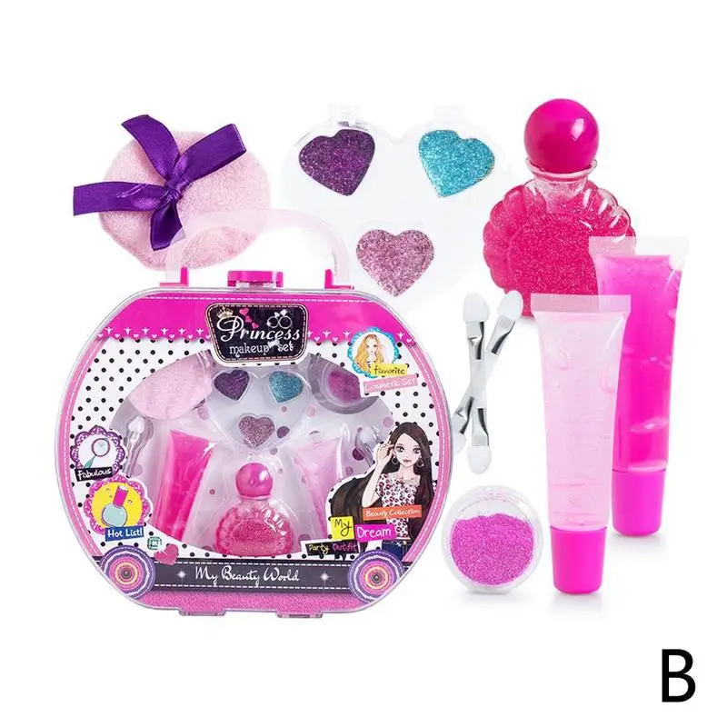 Детский чехол для макияжа, косметические игрушки, ролевые игры, подарок, туалетный столик, набор для ногтей, набор для девочек, коробка для макияжа, игрушка - Цвет: B