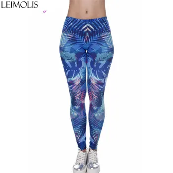 

LEIMOLIS 3D print Tropical forest blue fitness push up workout leggings women Harajuku High Waist punk rock sexy leggins