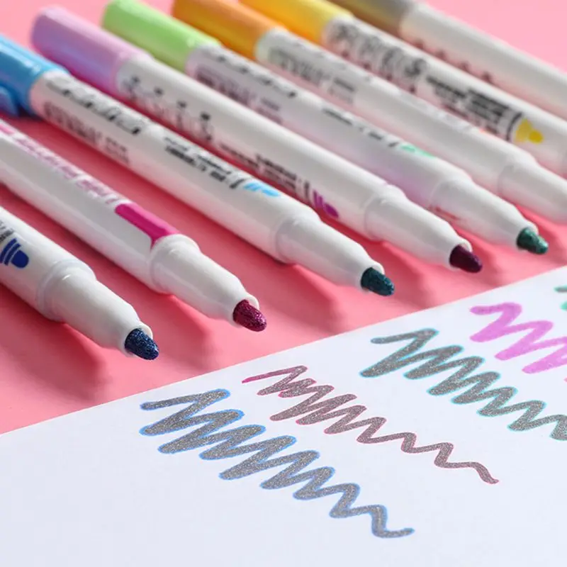 

8Pcs Colorful Marker Pen Drawing Double Line Outline Pen Handwriting Pen