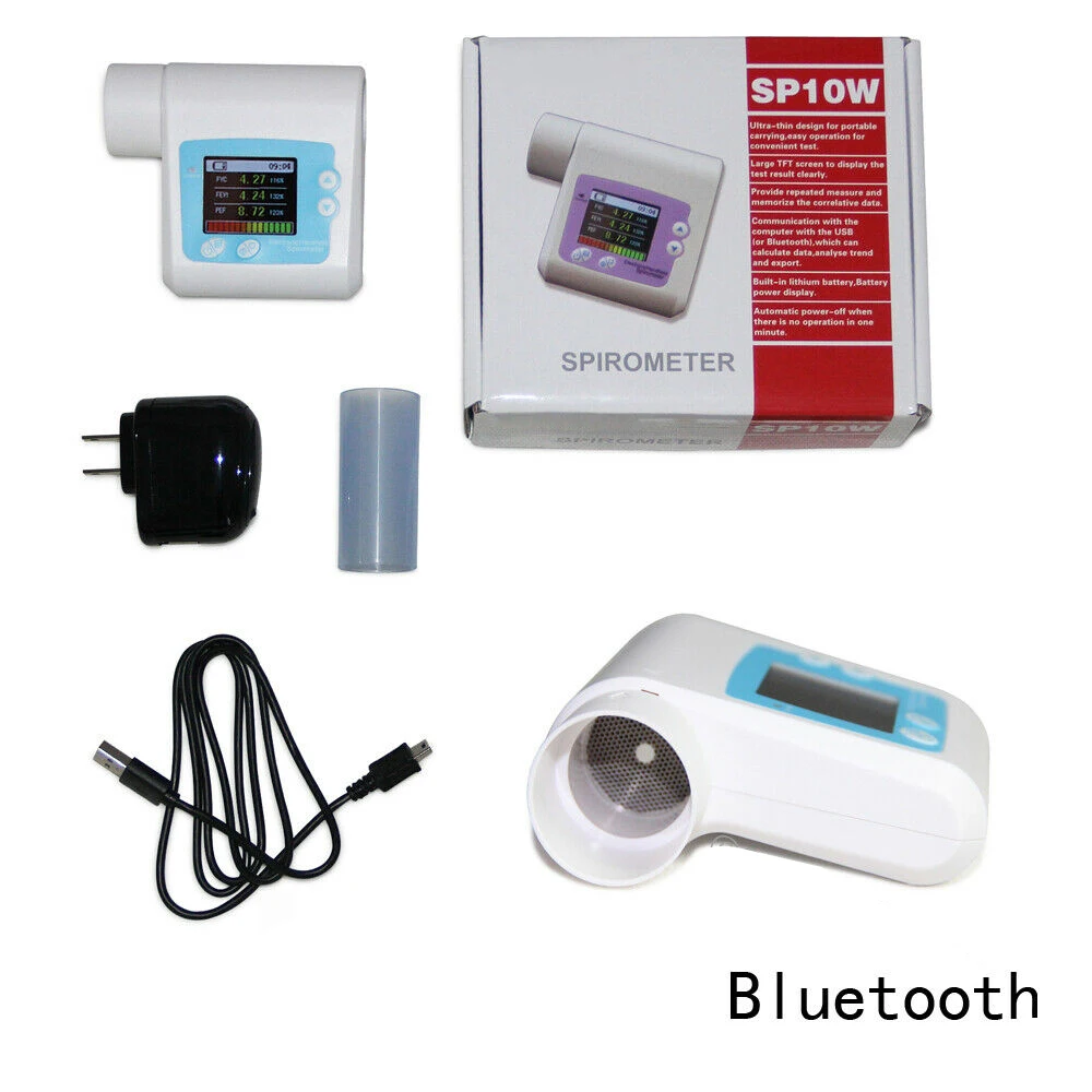 Bluetooth SP10W Digital Spirometer Lung Function Breathing Respiratory Diagnosis Monitor with 10PCS Mouthpiece PC - Цена: 13 756,44 руб.